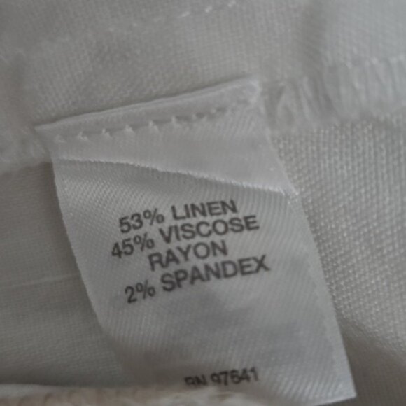 J. Jill Linen Stretch Pants Size Medium Petite White Casual Beachy Minimalist - Picture 9 of 9